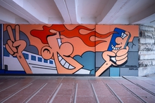 В Екатеринбурге в рамках фестиваля уличного искусства STENOGRAFFIA художник из Москвы преобразили переход у ТЮЗа